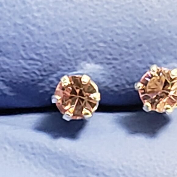Swarovski Crystal Element - Stlg Silver Overlay Pink Stone "Tiny" Stud Earrings - Picture 10 of 13